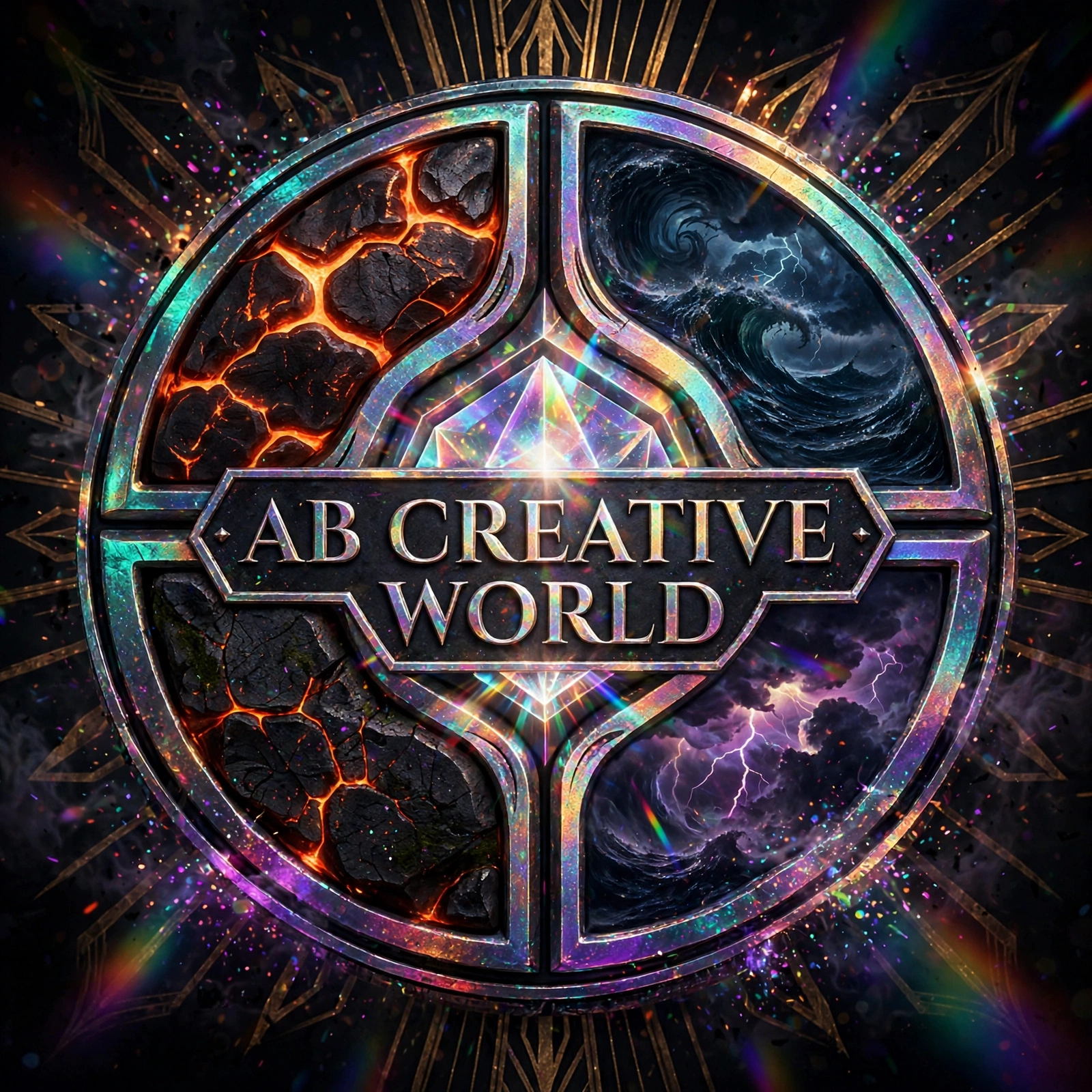 AB Creative World holographic emblem